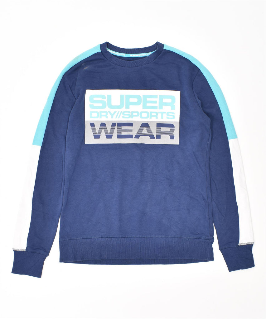 SUPERDRY Mens Graphic Sweatshirt Jumper Small Blue Cotton | Vintage | Thrift | Second-Hand | Used Clothing | Messina Hembry 