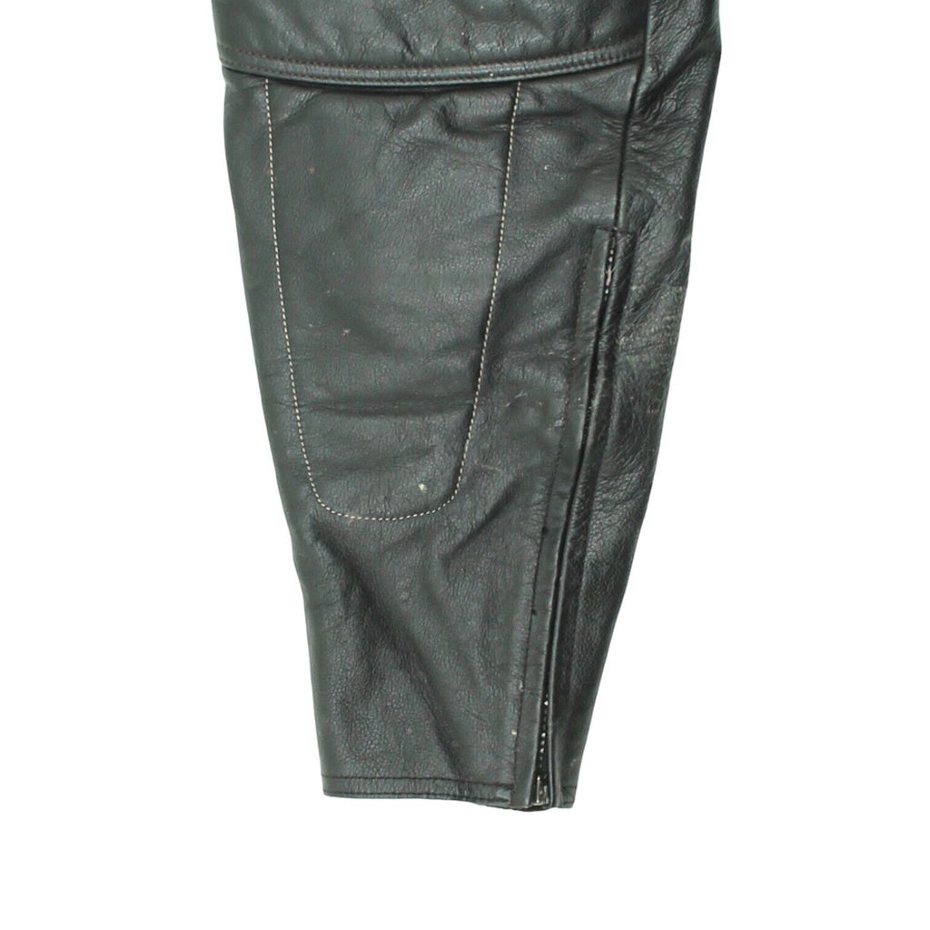 Polo Mens Black Leather Motorcycle Trousers | Vintage Protective Biker Gear VTG | Vintage Messina Hembry | Thrift | Second-Hand Messina Hembry | Used Clothing | Messina Hembry 