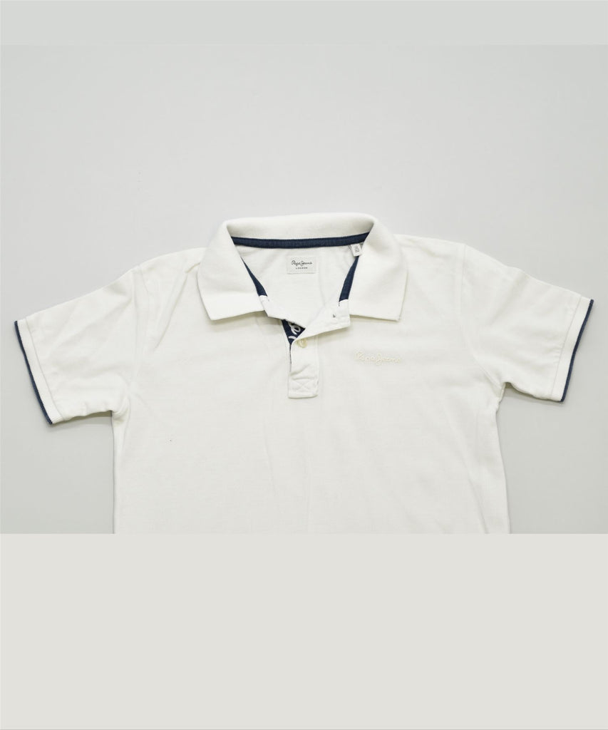 PEPE JEANS Boys Polo Shirt 11-12 Years White Cotton | Vintage | Thrift | Second-Hand | Used Clothing | Messina Hembry 