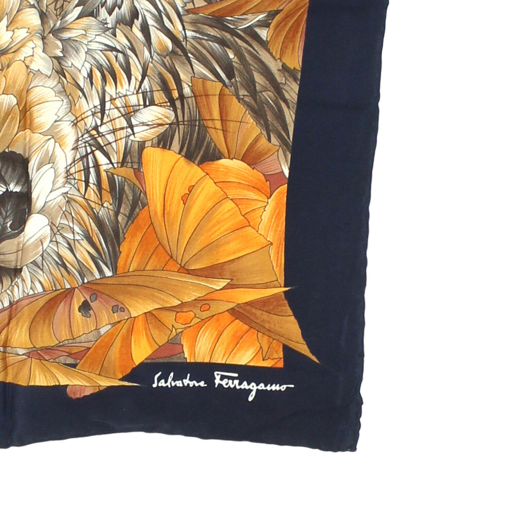 Salvatore Ferragamo Colourful Wolf Print Foulard Scarf | Vintage Designer VTG | Vintage Messina Hembry | Thrift | Second-Hand Messina Hembry | Used Clothing | Messina Hembry 