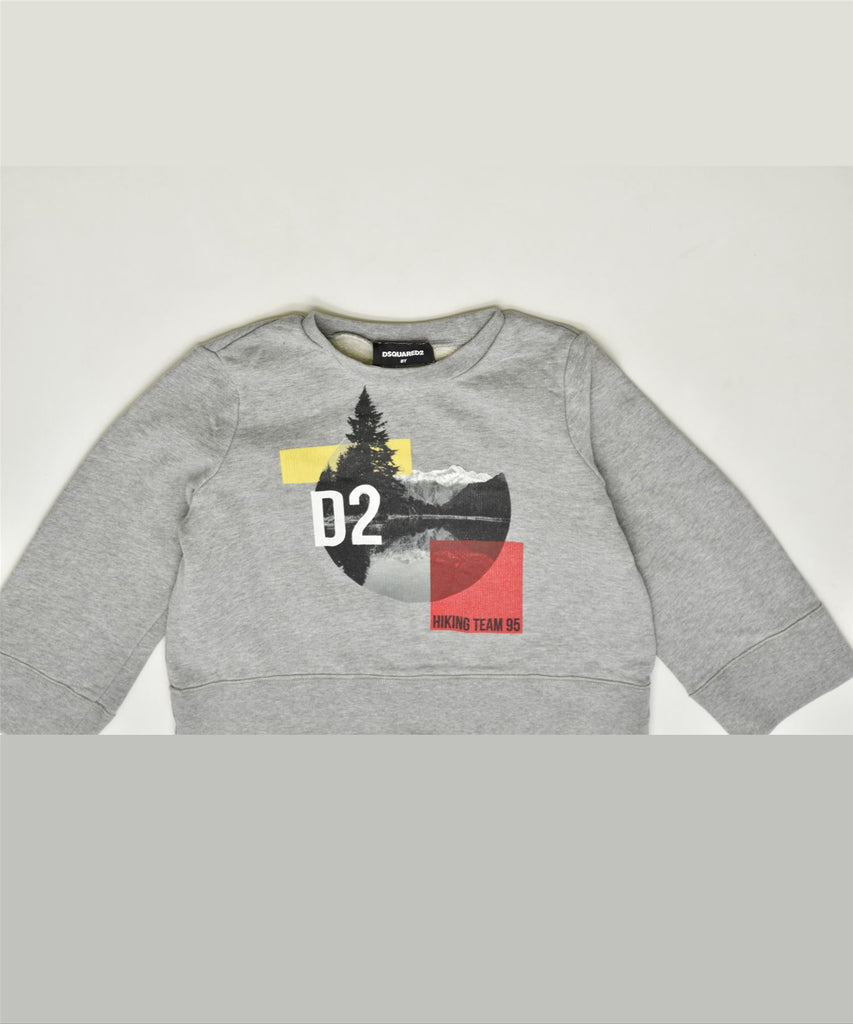 DSQUARED2 Girls Graphic Sweatshirt Jumper 7-8 Years Grey Cotton Vintage | Vintage | Thrift | Second-Hand | Used Clothing | Messina Hembry 