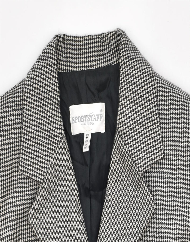 SPORTSTAFF Womens 5 Button Blazer Jacket IT 42 Medium Black Houndstooth | Vintage | Thrift | Second-Hand | Used Clothing | Messina Hembry 