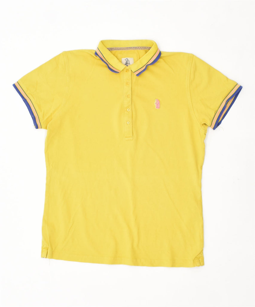 REFRIGUE Womens Slim Fit Polo Shirt UK 18 XL Yellow Cotton Vintage | Vintage | Thrift | Second-Hand | Used Clothing | Messina Hembry 