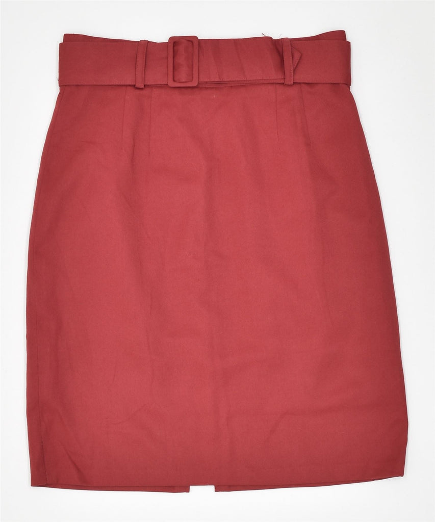 VINTAGE Womens Slim Midi Skirt IT 44 Medium W26 Red Polyester | Vintage | Thrift | Second-Hand | Used Clothing | Messina Hembry 