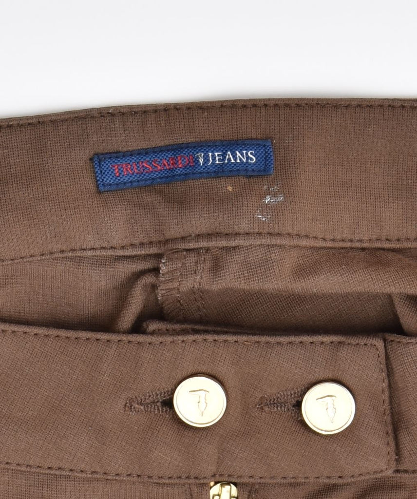 TRUSSARDI Womens Slim Fit Casual Trousers W28 L28 Brown Viscose | Vintage | Thrift | Second-Hand | Used Clothing | Messina Hembry 