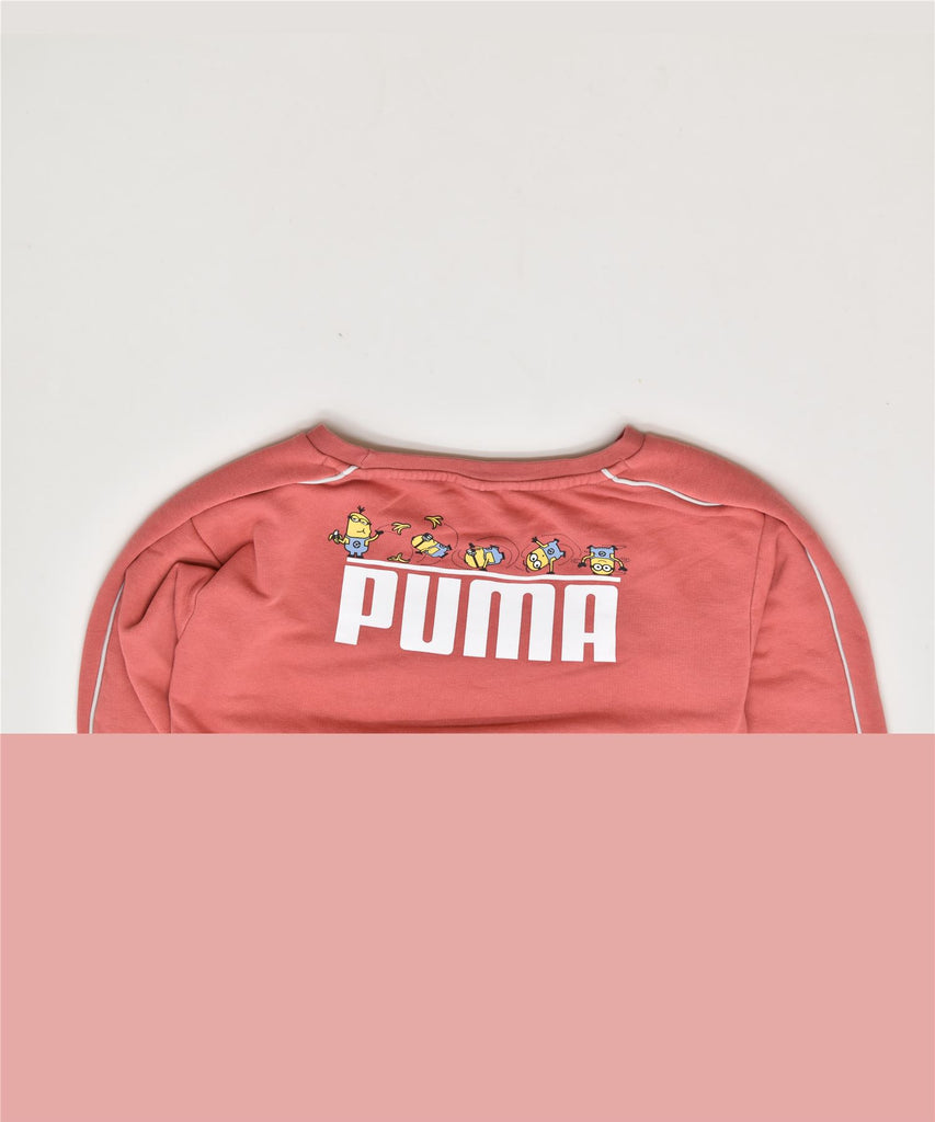 PUMA Girls Crop Graphic Sweatshirt Jumper 7-8 Years Red Cotton | Vintage | Thrift | Second-Hand | Used Clothing | Messina Hembry 