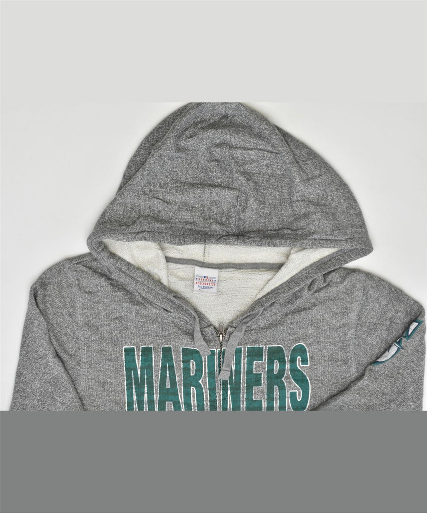 MAJESTIC Mens Mariners Baseball Graphic Hoodie Jumper Large Grey Cotton | Vintage | Thrift | Second-Hand | Used Clothing | Messina Hembry 