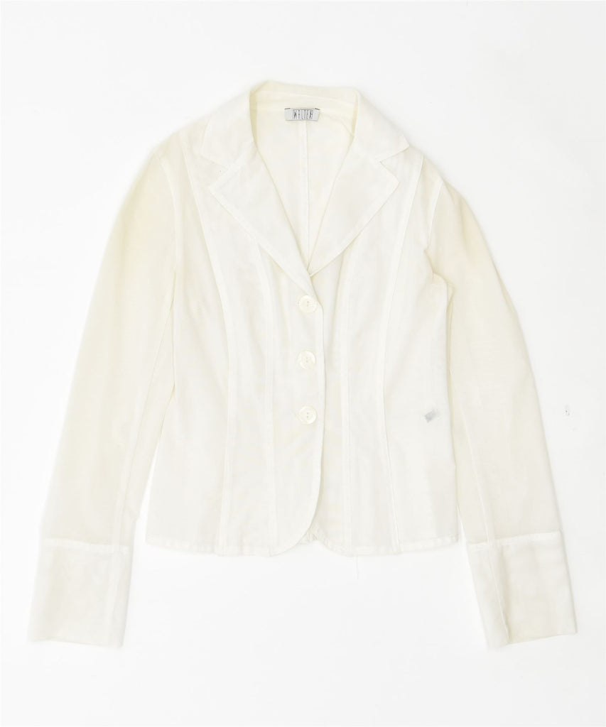 WALTEX Womens 3 Button Blazer Jacket UK 8 Small White Polyamide Vintage | Vintage | Thrift | Second-Hand | Used Clothing | Messina Hembry 