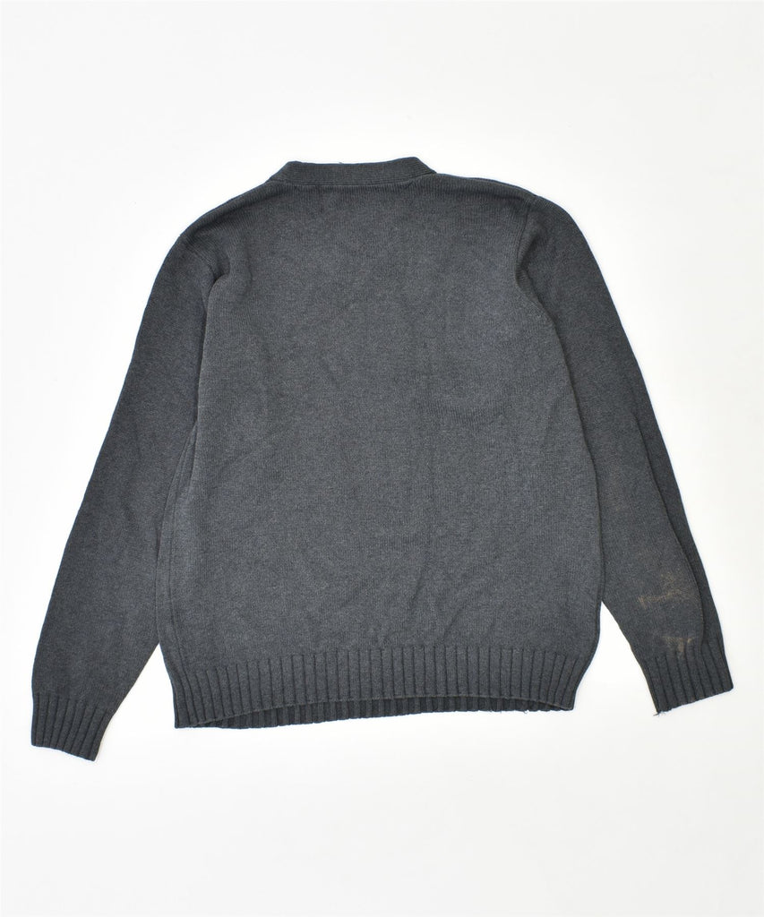 TOMMY HILFIGER Mens V-Neck Jumper Sweater Medium Grey Cotton | Vintage | Thrift | Second-Hand | Used Clothing | Messina Hembry 