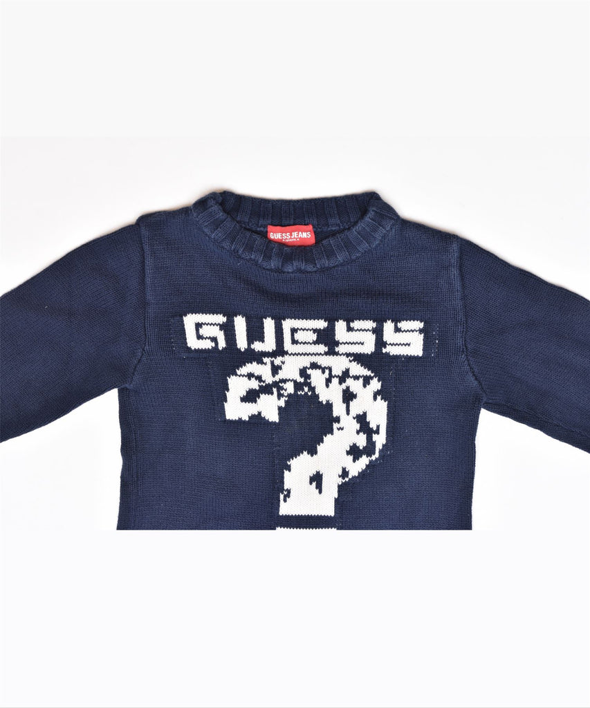 GUESS Boys Crew Neck Jumper Sweater 3-4 Years Navy Blue Cotton | Vintage | Thrift | Second-Hand | Used Clothing | Messina Hembry 