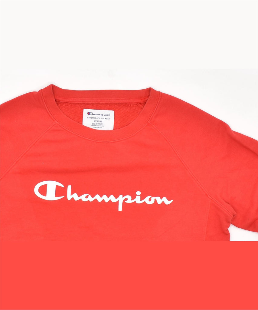 CHAMPION Womens Graphic Sweatshirt Jumper UK 12 Medium Red Cotton | Vintage | Thrift | Second-Hand | Used Clothing | Messina Hembry 