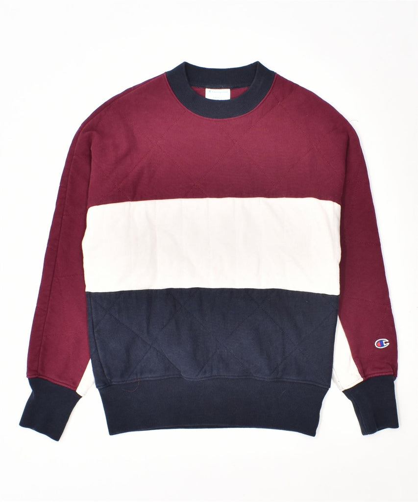 CHAMPION Mens Sweatshirt Jumper Small Multicoloured Colourblock Cotton | Vintage | Thrift | Second-Hand | Used Clothing | Messina Hembry 