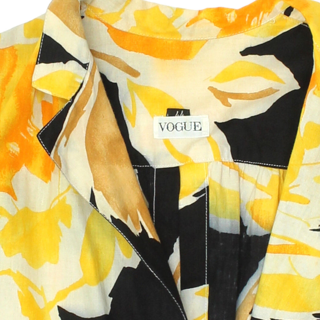 Vogue Womens Black Yellow Open Back Patterned Shirt | Vintage Designer Blouse | Vintage Messina Hembry | Thrift | Second-Hand Messina Hembry | Used Clothing | Messina Hembry 