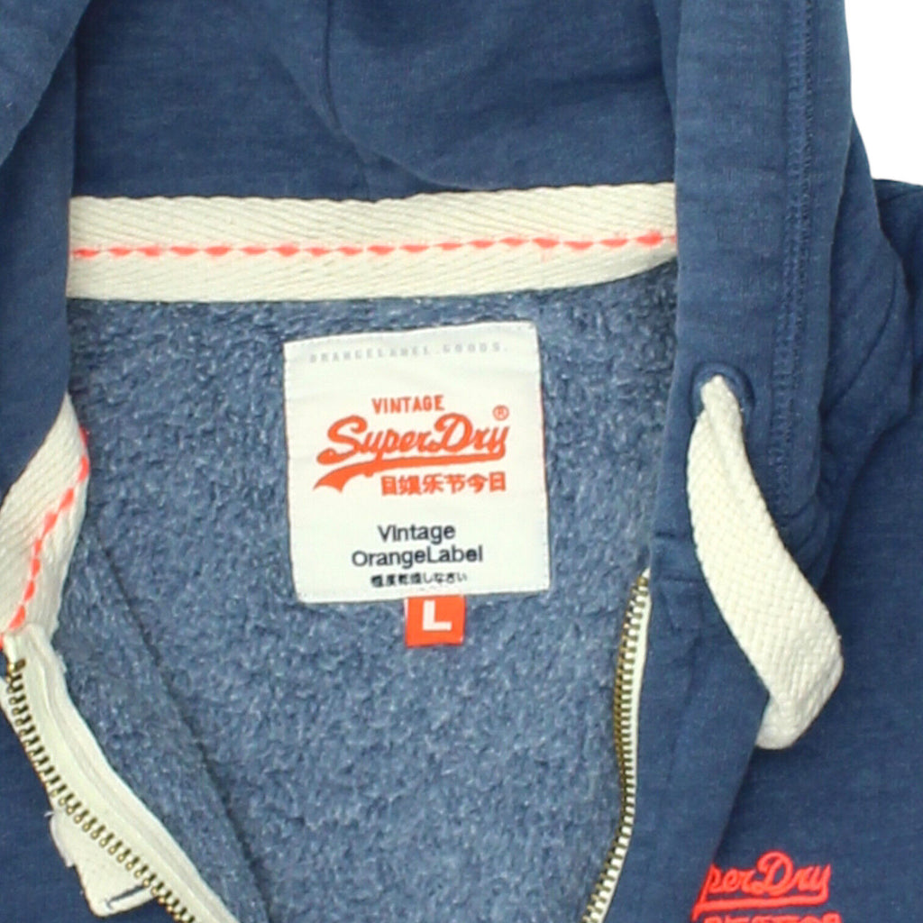 Superdry Orange Label Womens Blue Full Zip Hoodie | Vintage Designer Hoody VTG | Vintage Messina Hembry | Thrift | Second-Hand Messina Hembry | Used Clothing | Messina Hembry 