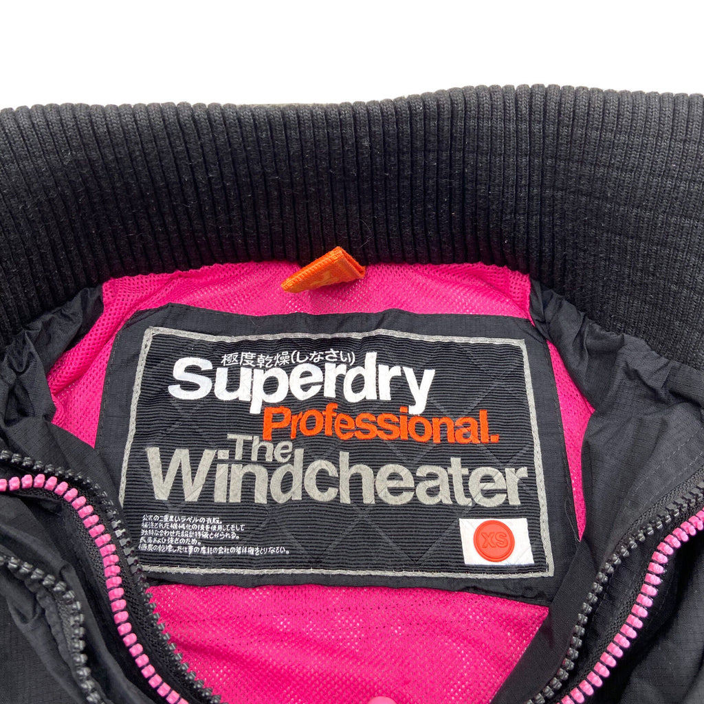 Superdry Womens Black Windcheater Nylon Rain Jacket | Vintage Designer Coat XS | Vintage Messina Hembry | Thrift | Second-Hand Messina Hembry | Used Clothing | Messina Hembry 