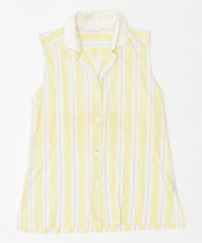 EVA B. BITZER Womens Sleeveless Shirt Blouse IT 38 XS Yellow Cotton | Vintage | Thrift | Second-Hand | Used Clothing | Messina Hembry 