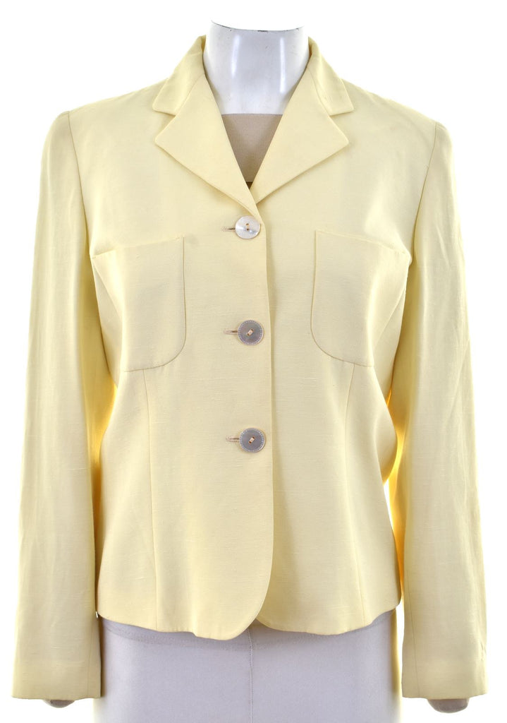 MARRELA Womens 3 Button Blazer Jacket UK 10 Small Yellow Viscose | Vintage | Thrift | Second-Hand | Used Clothing | Messina Hembry 