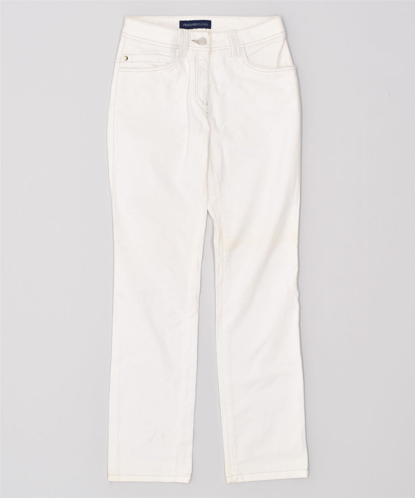 TRUSSARDI Womens Straight Jeans W25 L31 White Cotton | Vintage | Thrift | Second-Hand | Used Clothing | Messina Hembry 