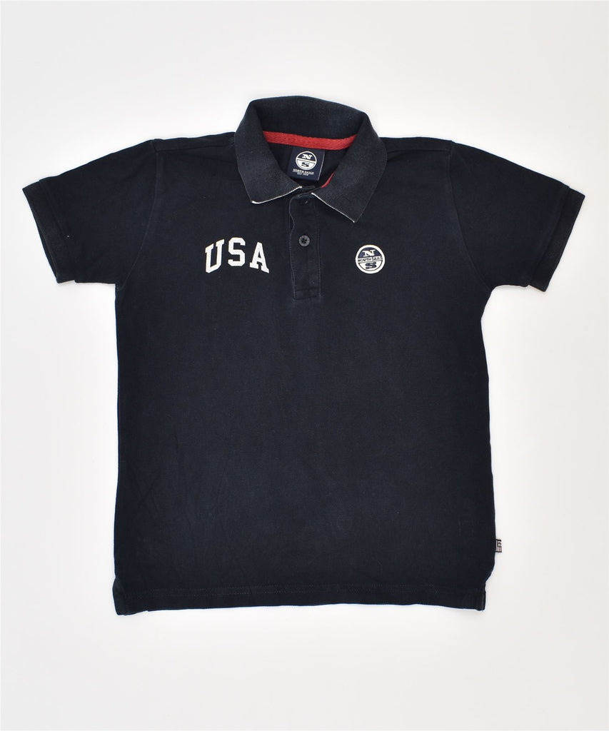 NORTH SAILS Boys USA Graphic Polo Shirt 7-8 Years Black Cotton | Vintage | Thrift | Second-Hand | Used Clothing | Messina Hembry 