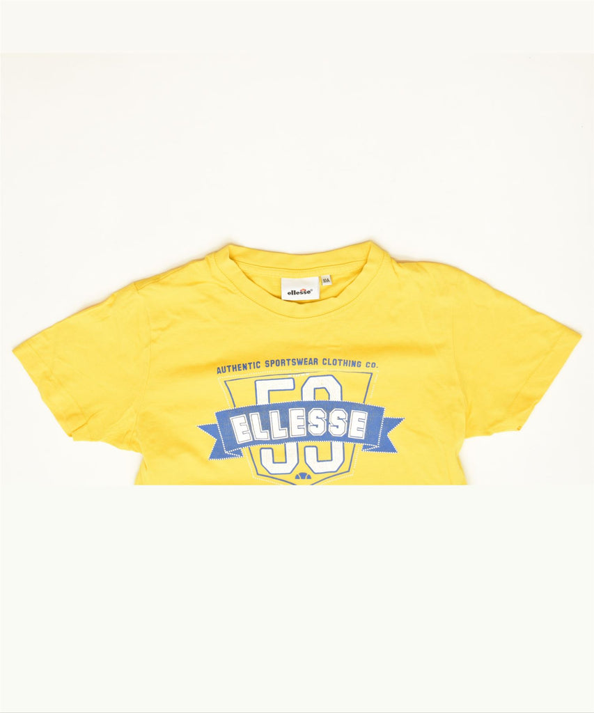 ELLESSE Boys Graphic T-Shirt Top 9-10 Years Yellow Cotton Classic | Vintage | Thrift | Second-Hand | Used Clothing | Messina Hembry 