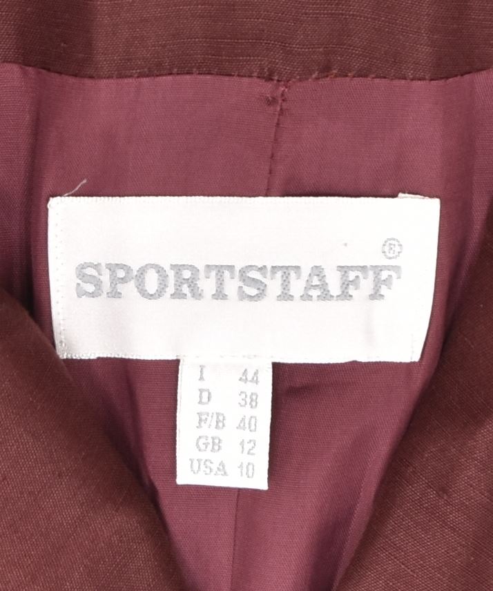 SPORTSTAFF Womens 4 Button Blazer Jacket UK 12 Medium Burgundy Linen | Vintage | Thrift | Second-Hand | Used Clothing | Messina Hembry 