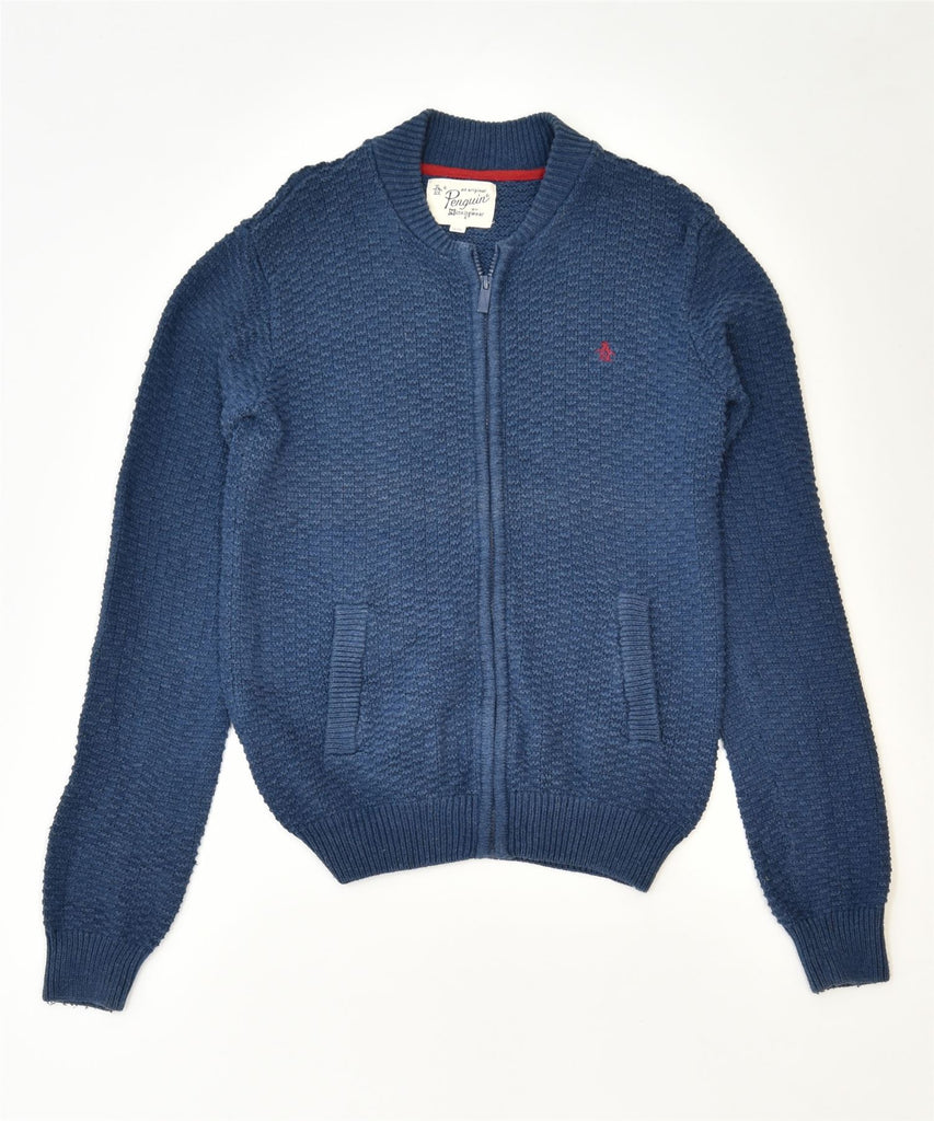 PENGUIN Boys Cardigan Sweater 14-15 Years Blue Acrylic Classic | Vintage | Thrift | Second-Hand | Used Clothing | Messina Hembry 