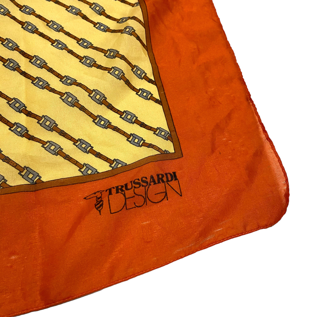 Trussardi Design Patterned Foulard Scarf | Vintage High End Luxury Orange VTG | Vintage Messina Hembry | Thrift | Second-Hand Messina Hembry | Used Clothing | Messina Hembry 