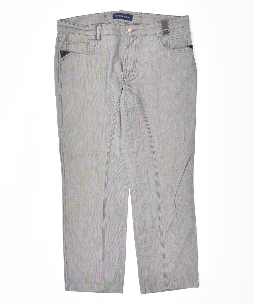 TRUSSARDI Womens Slim Casual Trousers W37 L29 Grey Cotton | Vintage | Thrift | Second-Hand | Used Clothing | Messina Hembry 