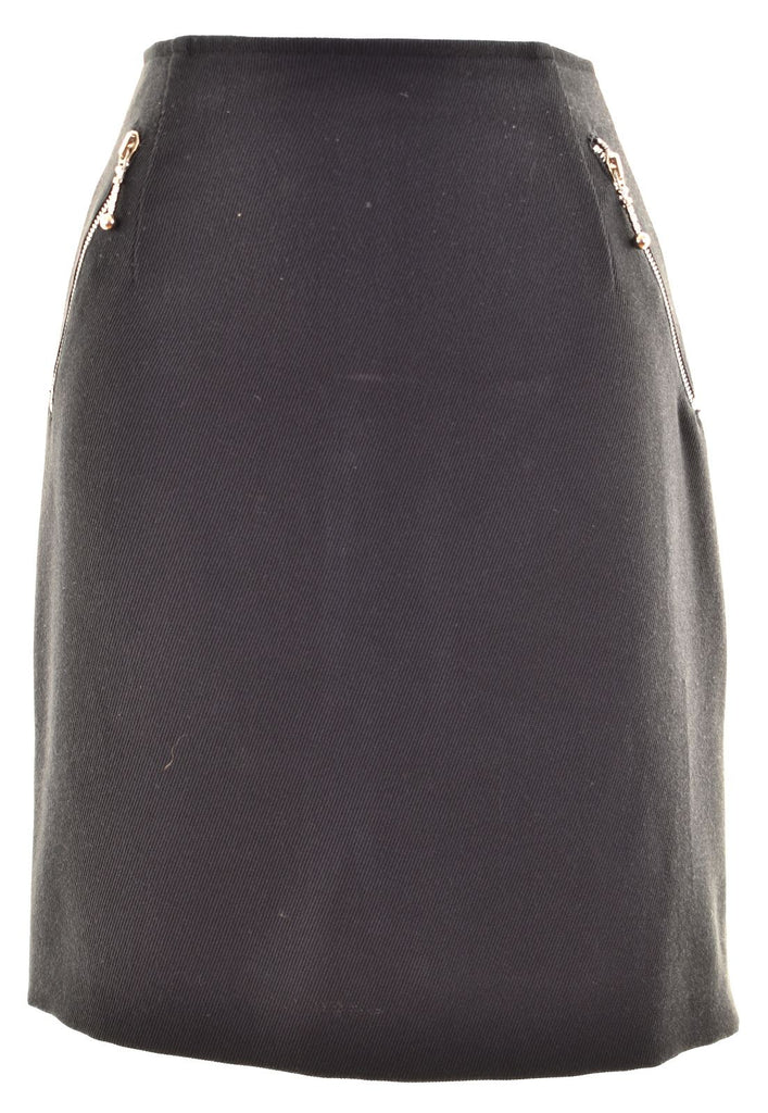 VINTAGE Womens A-Line Skirt UK 14 Medium W30 Navy Blue Viscose | Vintage | Thrift | Second-Hand | Used Clothing | Messina Hembry 