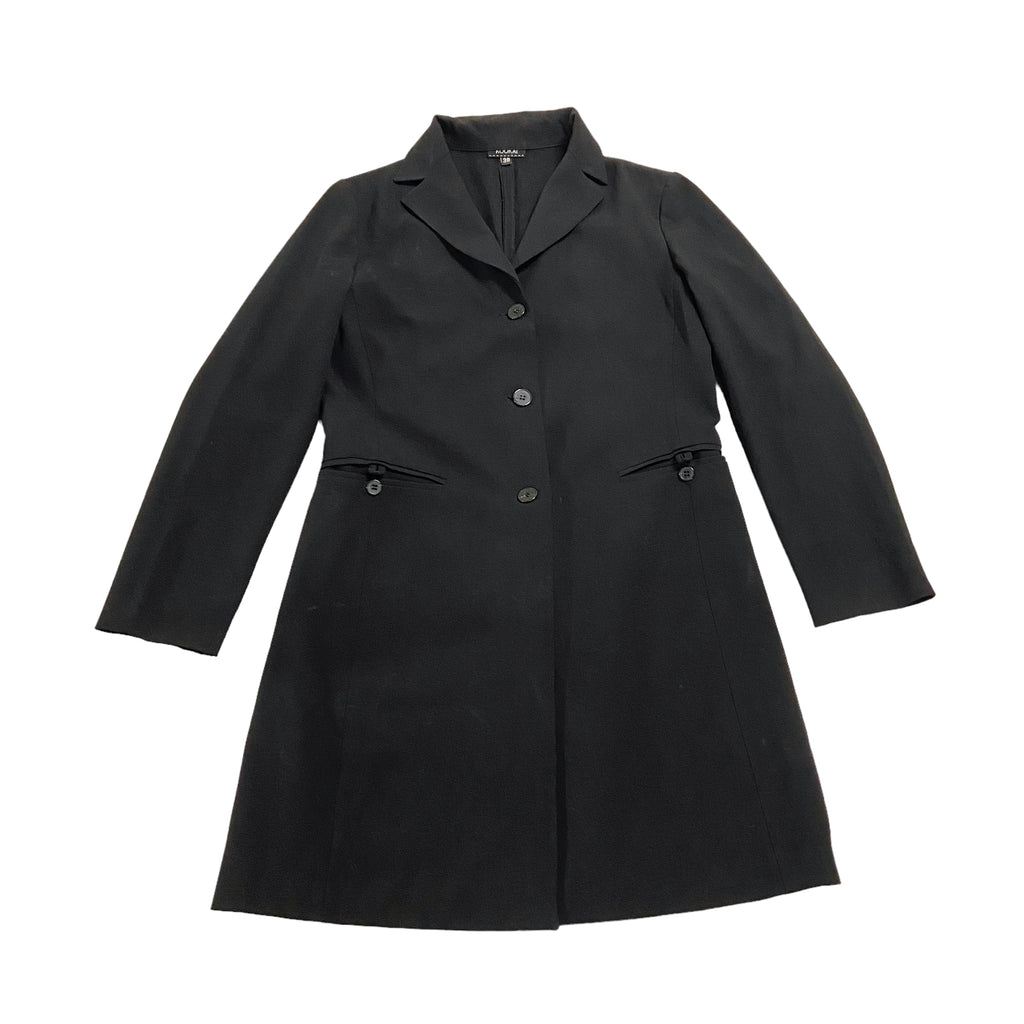 Kookai Women's Mid Length Overcoat | Vintage High End Polyester Designer Black | Vintage Messina Hembry | Thrift | Second-Hand Messina Hembry | Used Clothing | Messina Hembry 