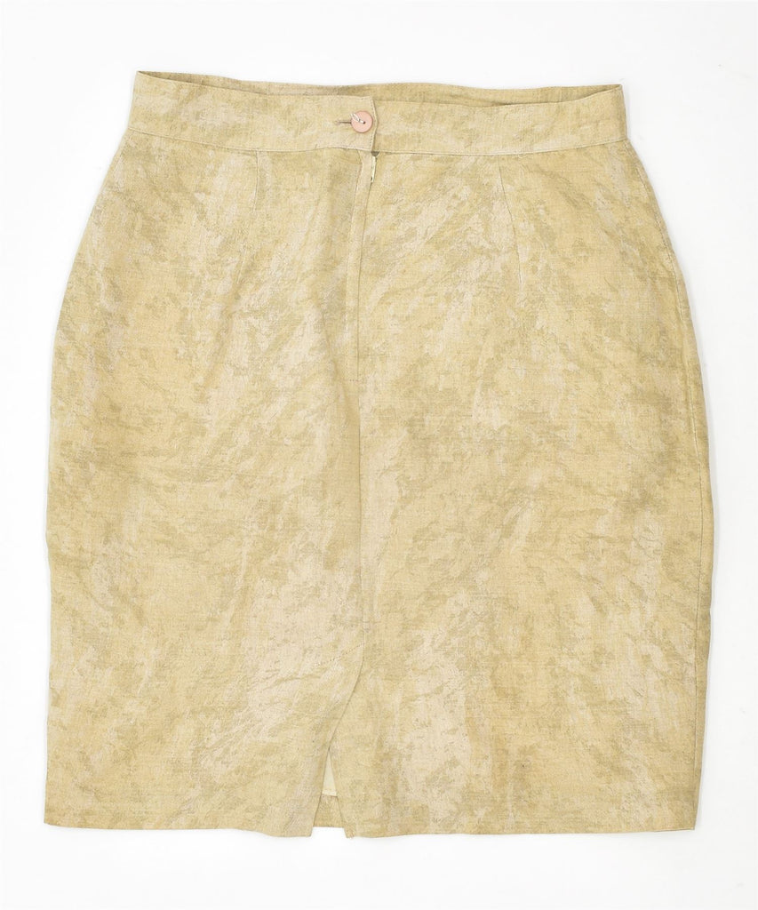 VINTAGE Womens Mini Skirt W26 Small Beige Linen | Vintage | Thrift | Second-Hand | Used Clothing | Messina Hembry 