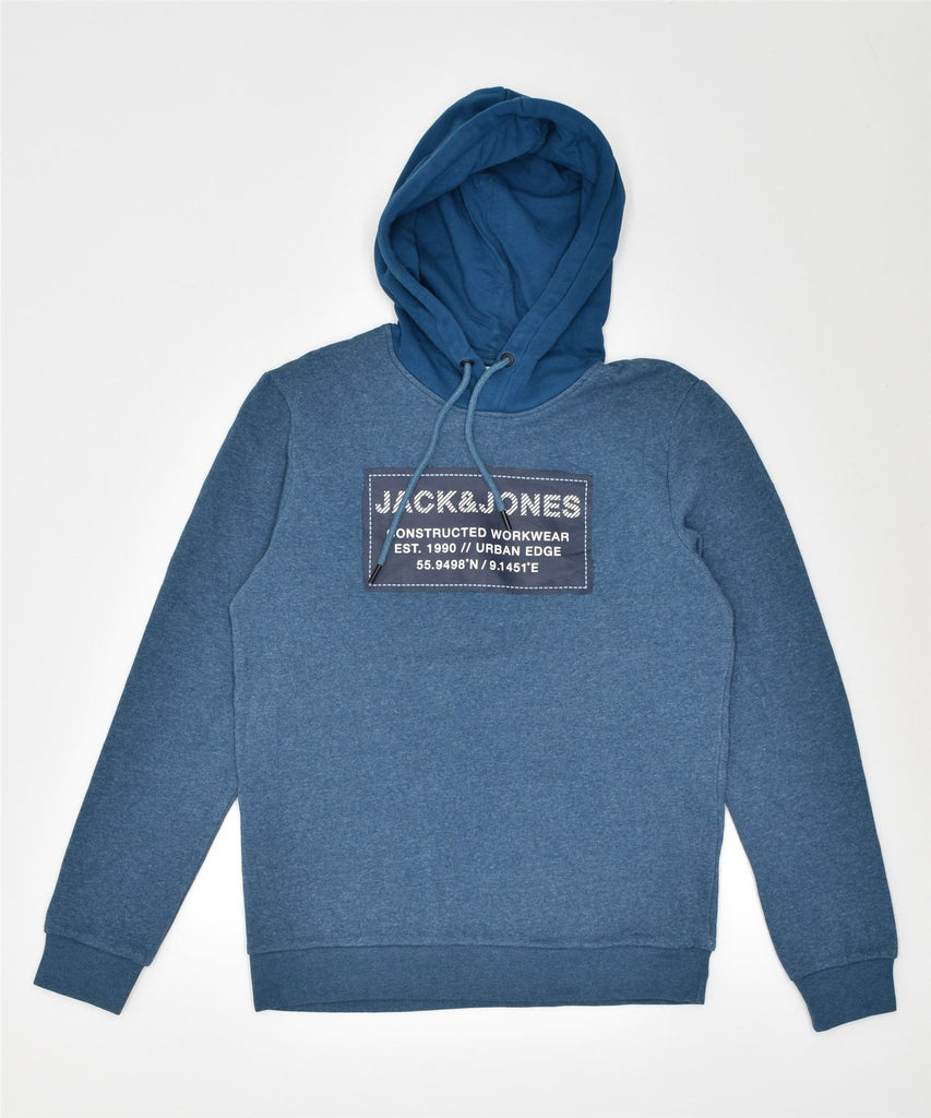 JACK & JONES Mens Graphic Hoodie Jumper Small Blue Cotton | Vintage | Thrift | Second-Hand | Used Clothing | Messina Hembry 