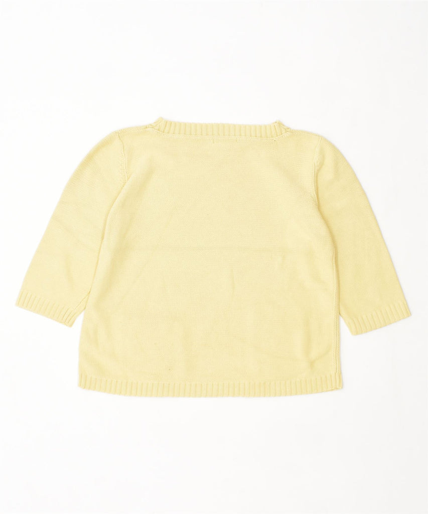 ORVIS Womens 3/4 Sleeve Crew Neck Jumper Sweater UK 14 Large Yellow Cotton | Vintage | Thrift | Second-Hand | Used Clothing | Messina Hembry 