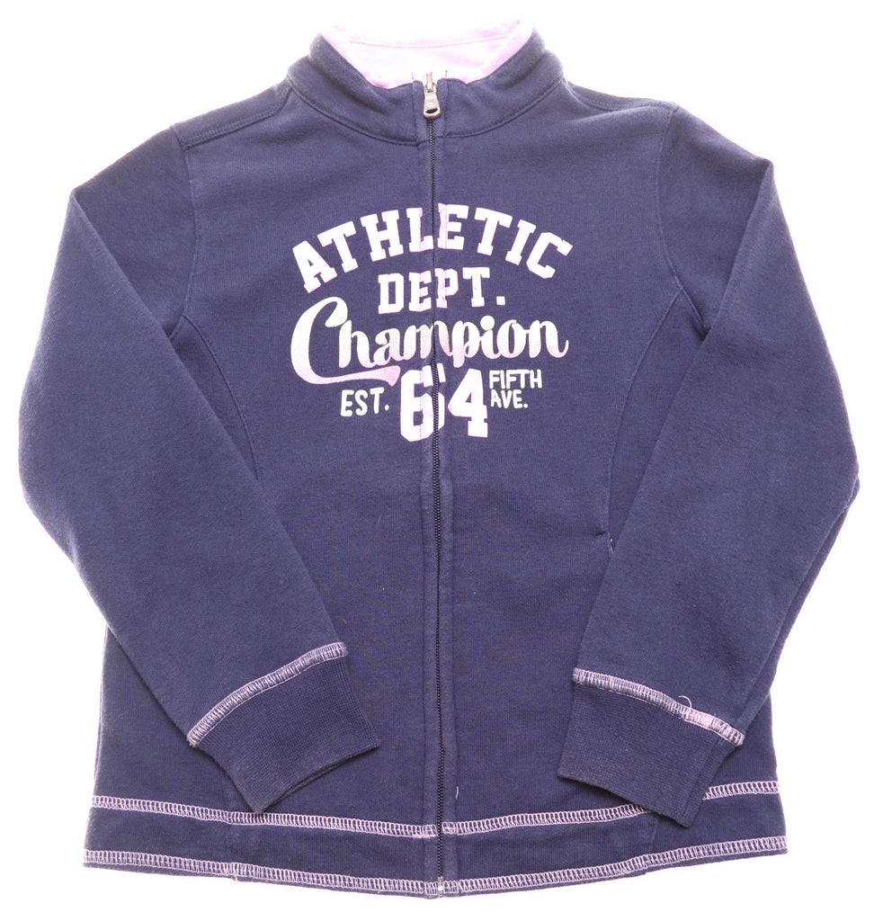CHAMPION Girls Tracksuit Top Jacket 5-6 Years XS Blue Cotton - Second Hand & Vintage Designer Clothing - Messina Hembry