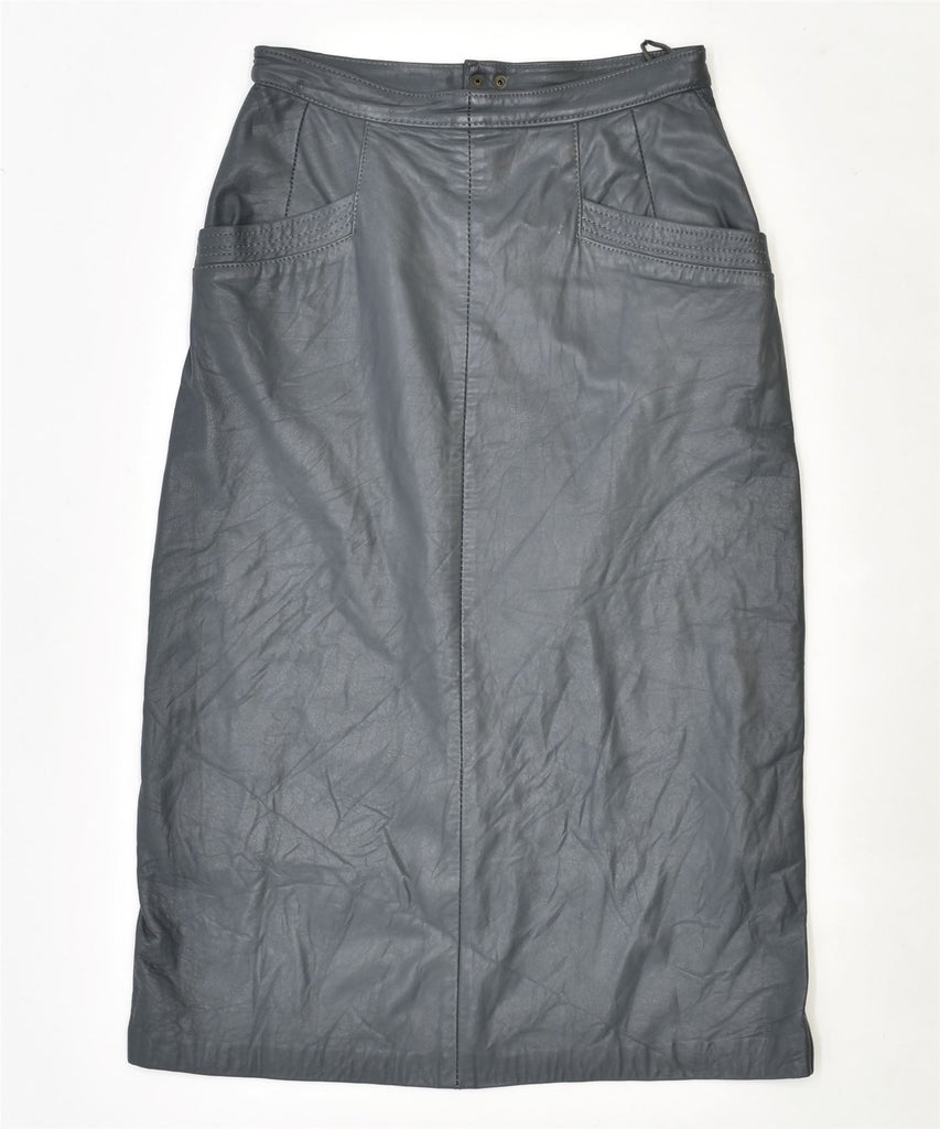 VINTAGE Womens Faux Leather Straight Skirt W28 Small Grey Faux Leather | Vintage | Thrift | Second-Hand | Used Clothing | Messina Hembry 