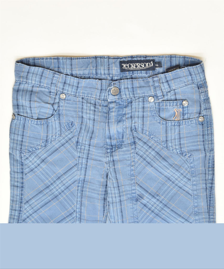 JECKERSON Boys Bermuda Shorts 7-8 Years W24 Blue Check Cotton Classic | Vintage | Thrift | Second-Hand | Used Clothing | Messina Hembry 