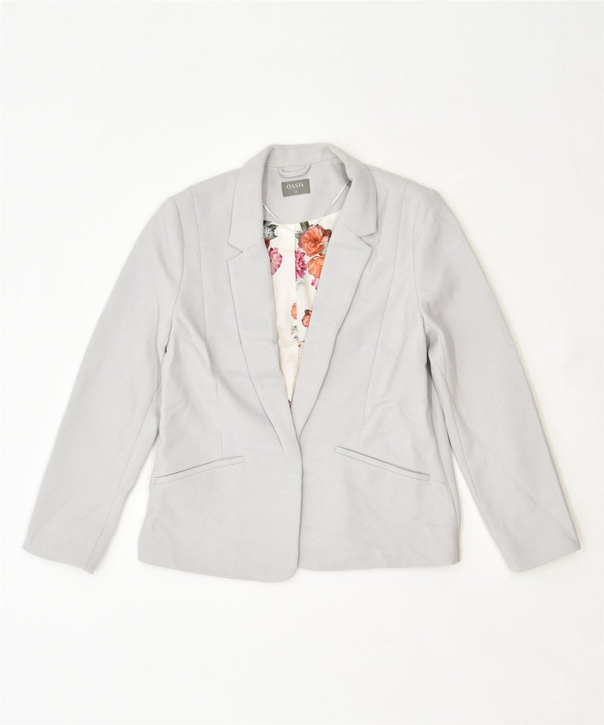 OASIS Womens Blazer Jacket UK 14 Large Grey Polyester | Vintage | Thrift | Second-Hand | Used Clothing | Messina Hembry 