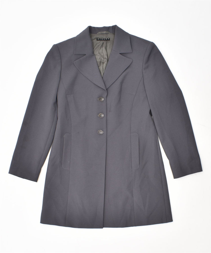 SISLEY Womens Long Line 3 Button Blazer Jacket IT 42 Medium Grey Polyester | Vintage | Thrift | Second-Hand | Used Clothing | Messina Hembry 