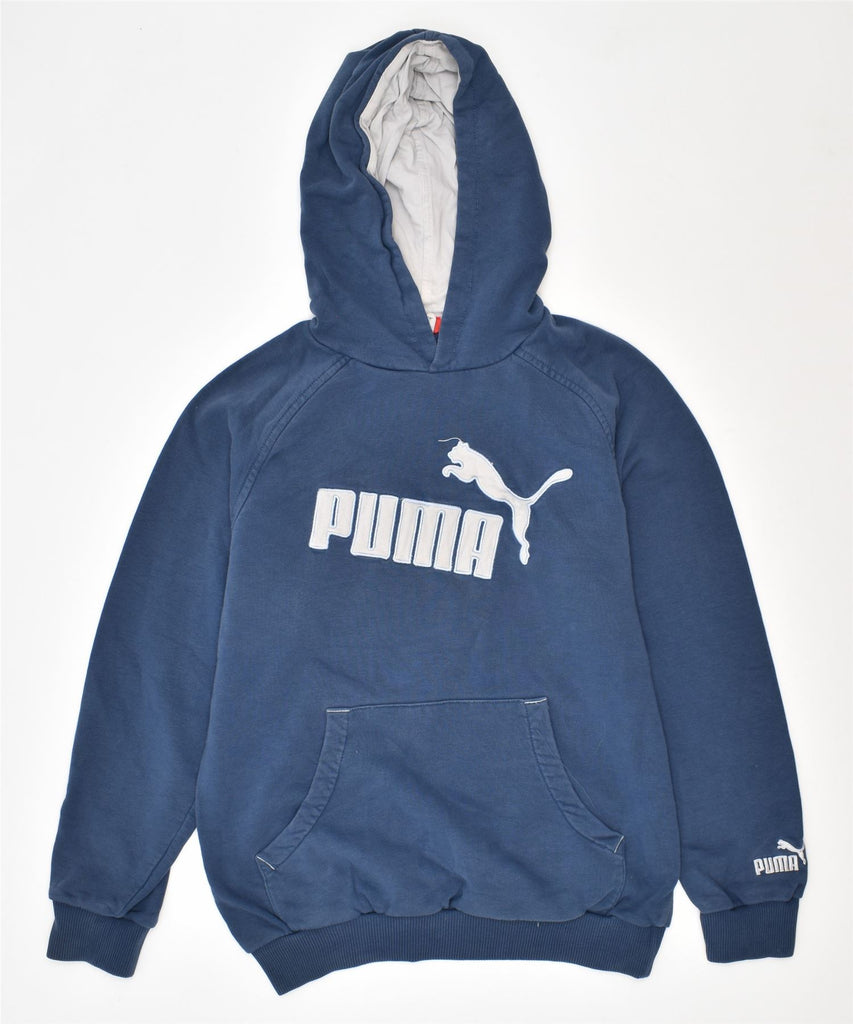 PUMA Boys Graphic Hoodie Jumper 11-12 Years Blue Cotton | Vintage | Thrift | Second-Hand | Used Clothing | Messina Hembry 