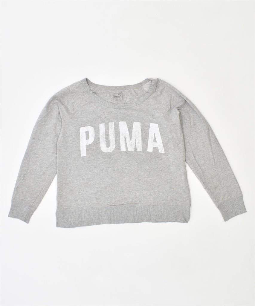 PUMA Womens Graphic Sweatshirt Jumper UK 14 Large Grey | Vintage | Thrift | Second-Hand | Used Clothing | Messina Hembry 