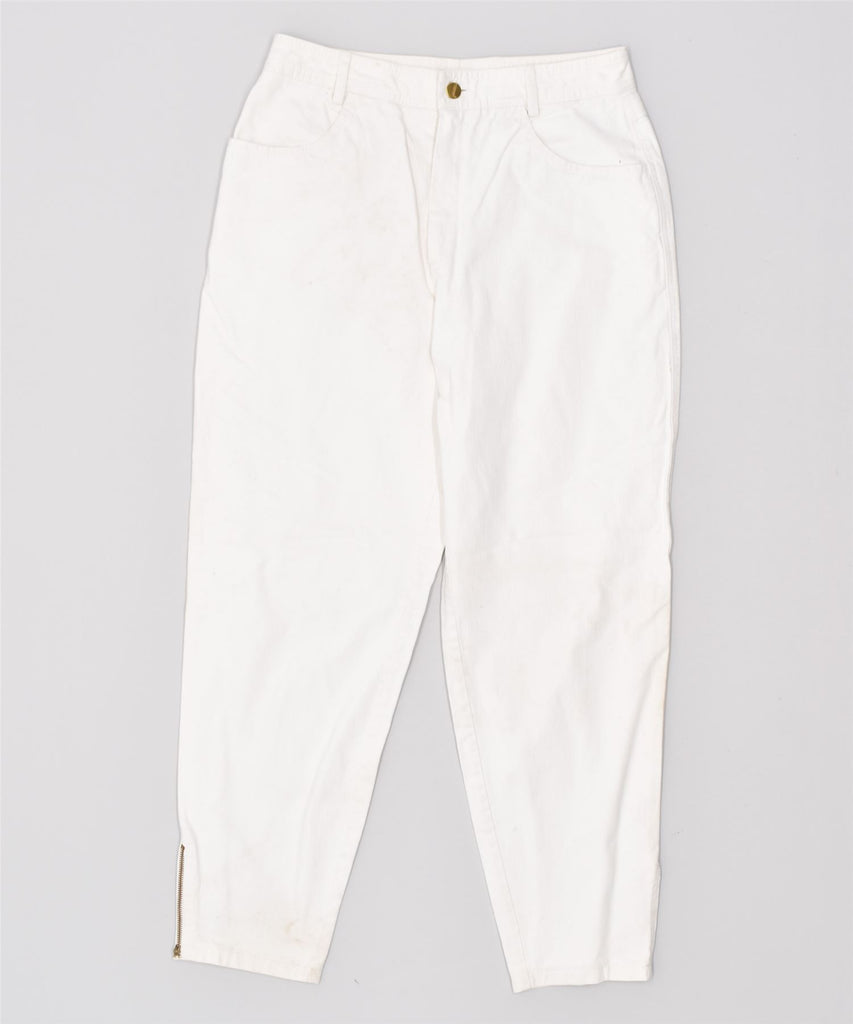 ROSNER Womens Tapered Casual Trousers  IT 40 Small W28 L25 White Cotton | Vintage | Thrift | Second-Hand | Used Clothing | Messina Hembry 