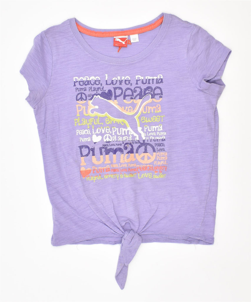 PUMA Girls Graphic T-Shirt Top 5-6 Years Medium Purple Cotton | Vintage | Thrift | Second-Hand | Used Clothing | Messina Hembry 