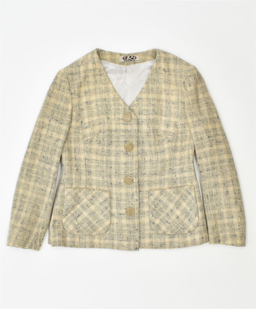 ROSIER Womens 4 Button Blazer Jacket UK 12 Medium Off White Vintage | Vintage | Thrift | Second-Hand | Used Clothing | Messina Hembry 