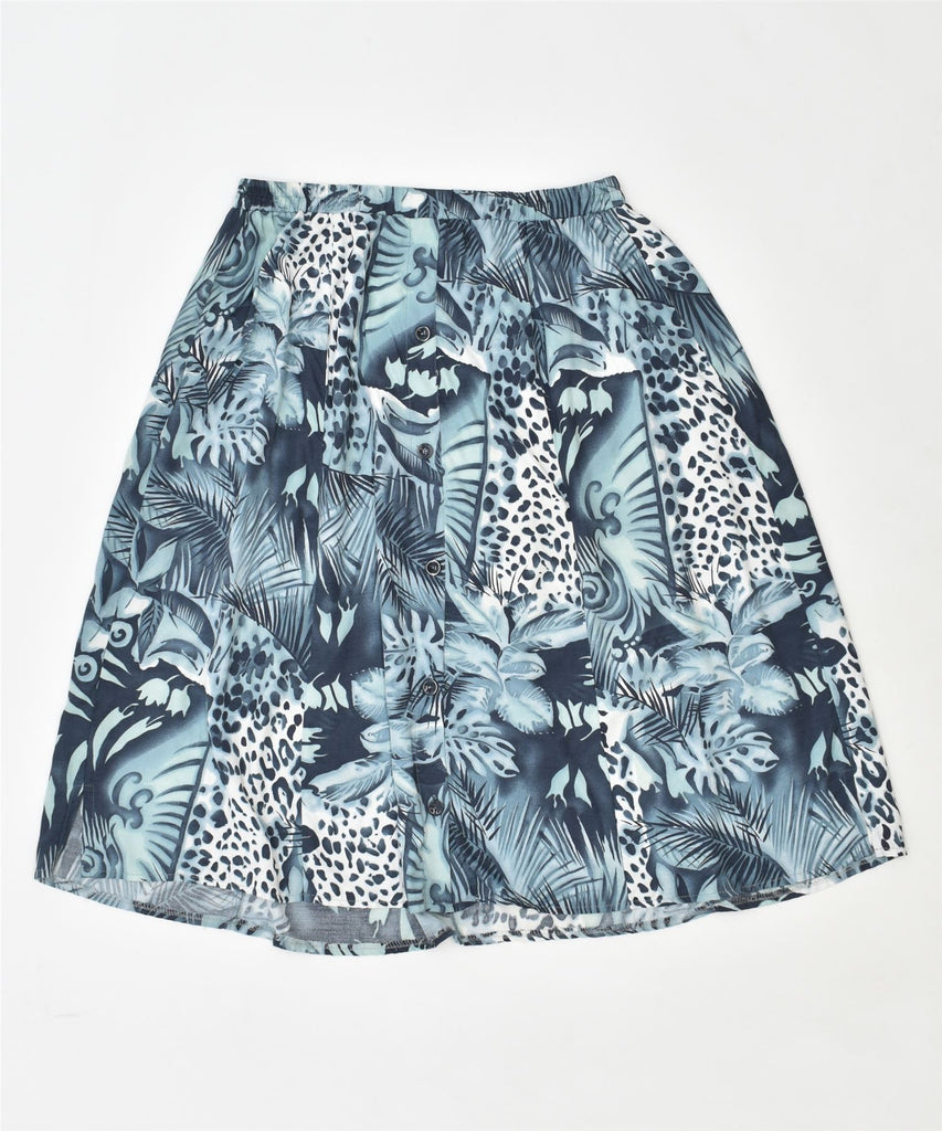 VINTAGE Womens Flared Skirt W30 Medium Blue Animal Print Flower | Vintage | Thrift | Second-Hand | Used Clothing | Messina Hembry 