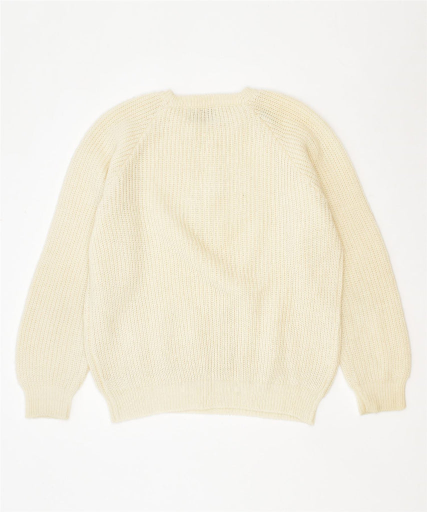 BENETTON Girls Crew Neck Jumper Sweater 12-13 Years Medium Off White Wool | Vintage | Thrift | Second-Hand | Used Clothing | Messina Hembry 