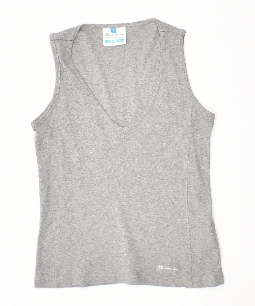 CHAMPION Womens Heritage Fit Vest Top UK 10 Small Grey Cotton | Vintage | Thrift | Second-Hand | Used Clothing | Messina Hembry 