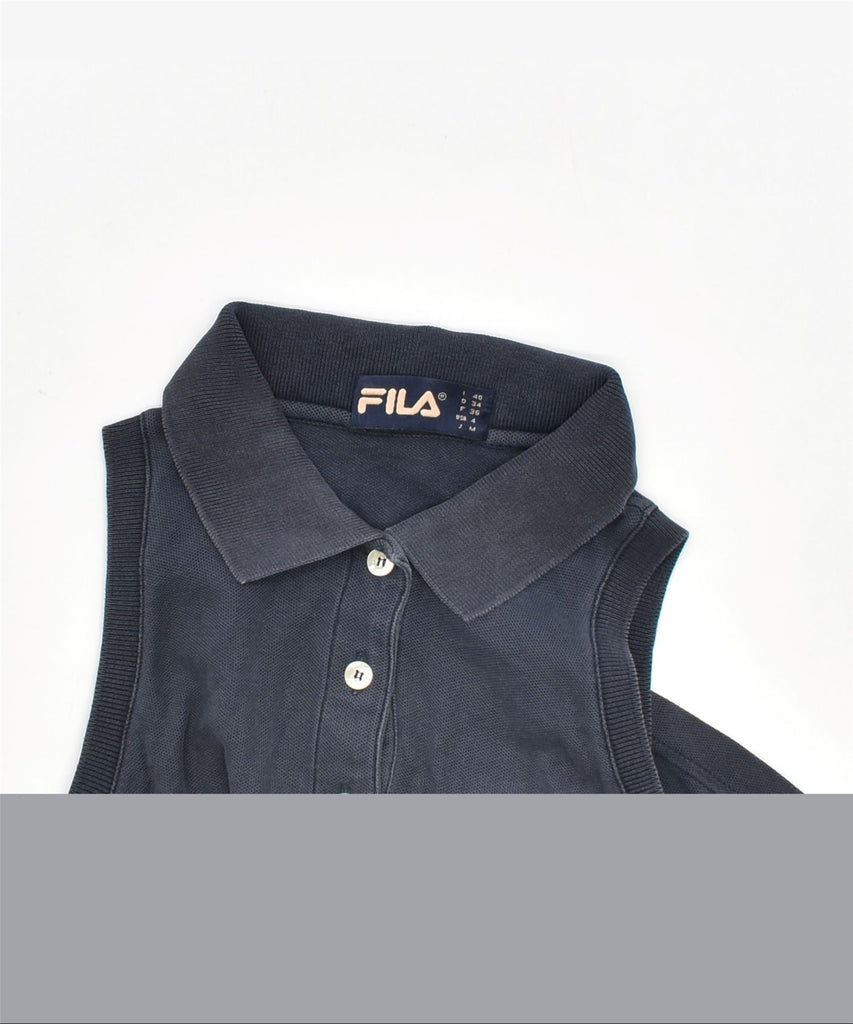 FILA Womens Sleeveless Polo Shirt IT 40 Small Navy Blue Cotton | Vintage | Thrift | Second-Hand | Used Clothing | Messina Hembry 