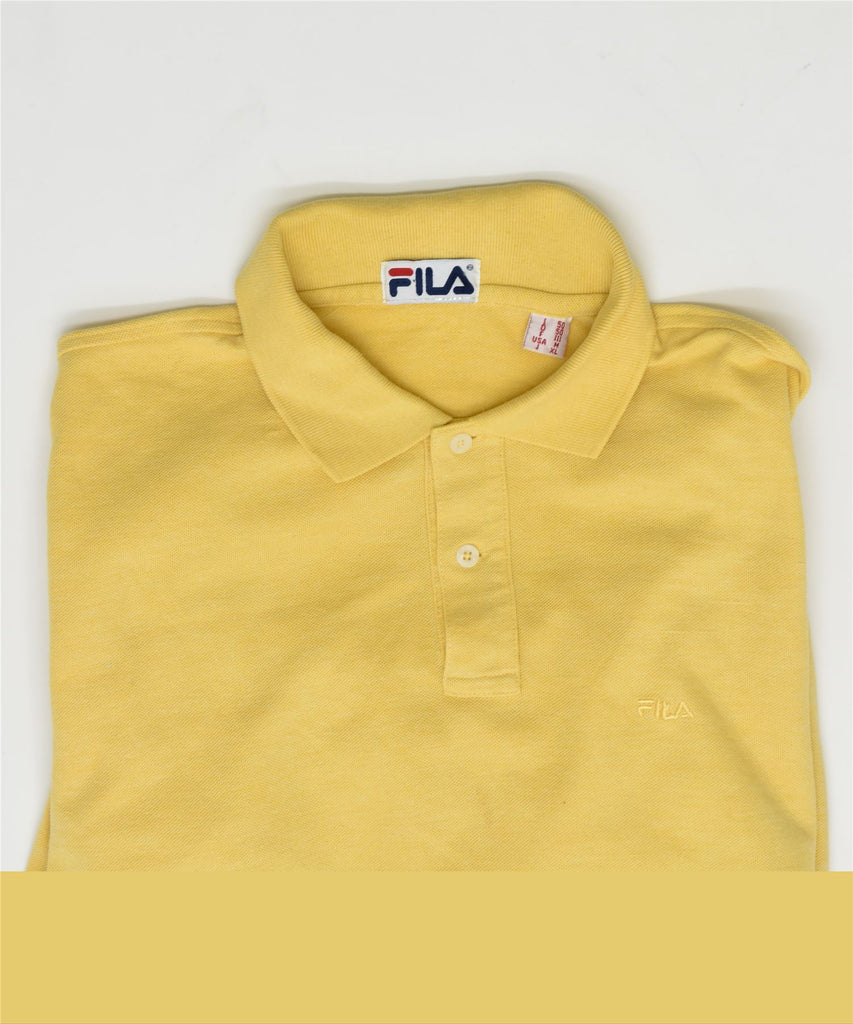 FILA Mens Polo Shirt IT 50 Medium Yellow Cotton | Vintage | Thrift | Second-Hand | Used Clothing | Messina Hembry 