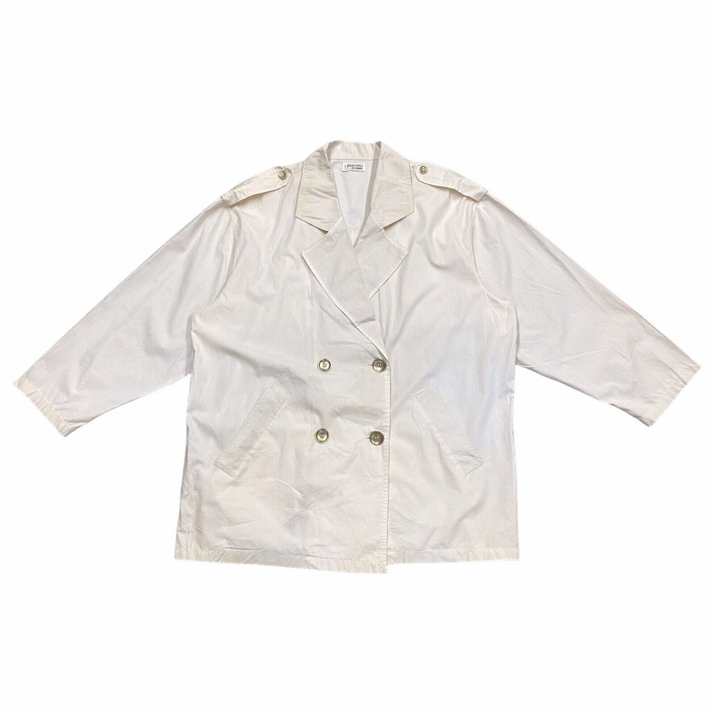 I Multipli Di Krizia Women's Cotton Peacoat | Vintage High End Designer White | Vintage Messina Hembry | Thrift | Second-Hand Messina Hembry | Used Clothing | Messina Hembry 