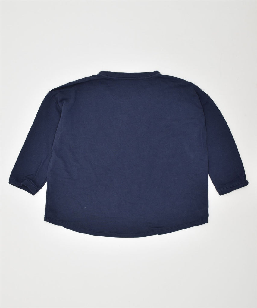 KOOKAI Womens Oversized Graphic Sweatshirt Jumper US2 XS Navy Blue Cotton | Vintage | Thrift | Second-Hand | Used Clothing | Messina Hembry 